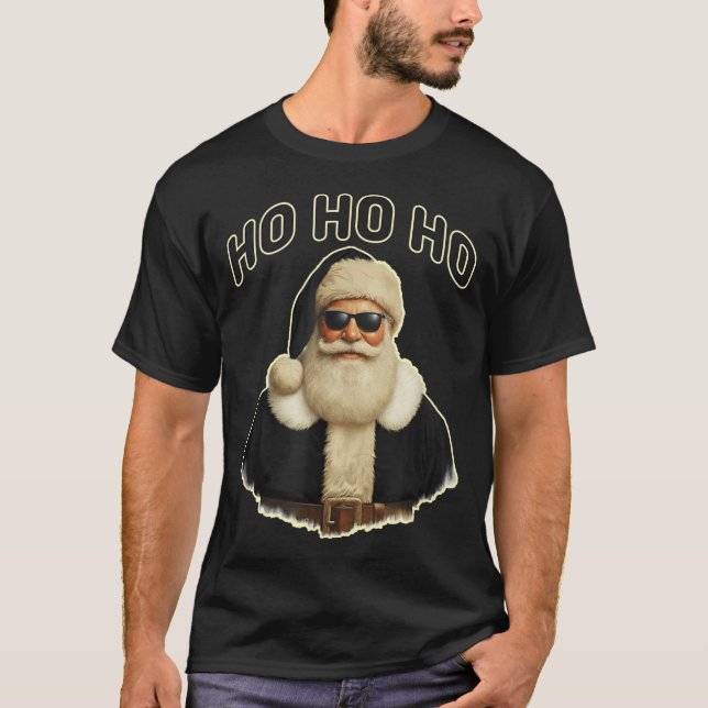 T-shirt Cool Santa In Black Hat Sungles Graphic  (Devant)