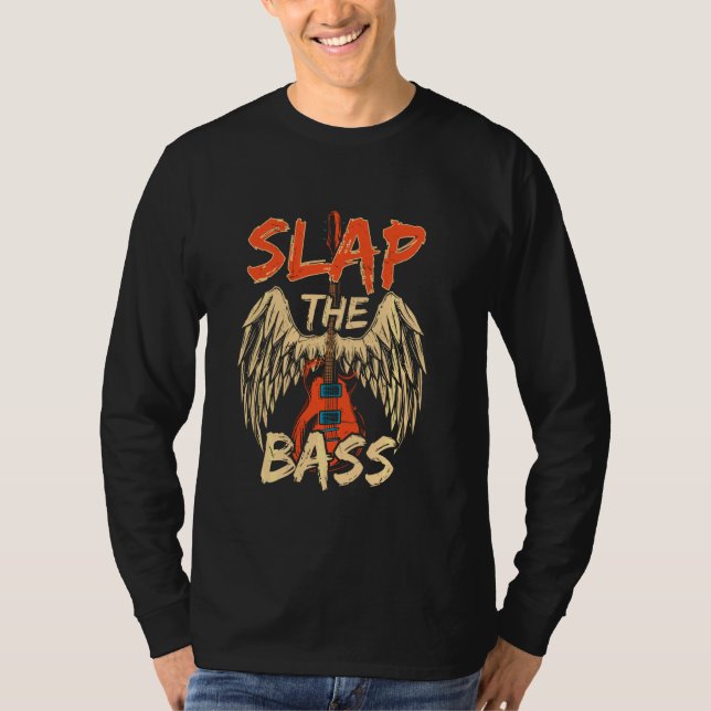 T-shirt Cool Sclap La Basse Guitare Avec Ailes Sclapping E (Devant)