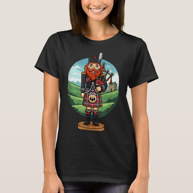 T-shirt Cool Scottish Nutcracker Bagpes  (Devant)