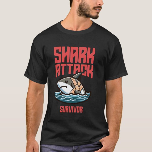 T-shirt Cool Shark Attack Survivor Injury Beach Funny Shar (Devant)