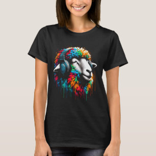 T-shirt Cool Sheep Headphone Musique Art Noël Anniversaire