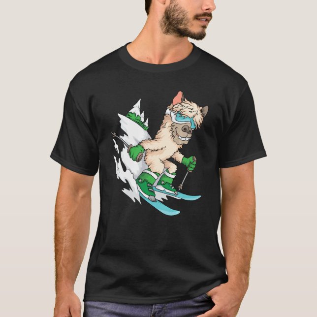 T-shirt Cool Ski Alpaca Le Skis Amusant Animal Pun Ski (Devant)