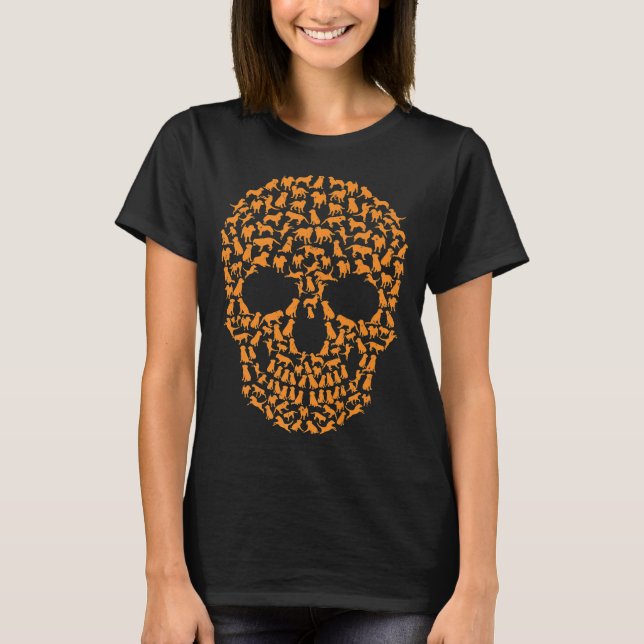 T-shirt Cool Skull Dog Golden Retriever Halloween Costume  (Devant)