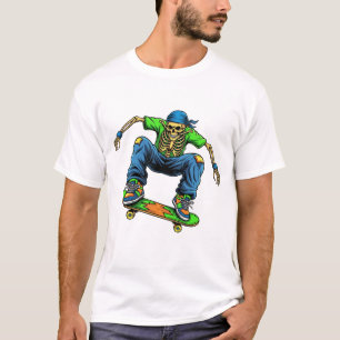 T-shirt Cool Skull Skateboarder Gangster Street Ar