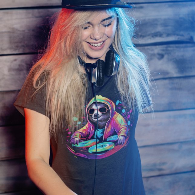 T-shirt Cool Sloth DJ Neon (Créateur téléchargé)