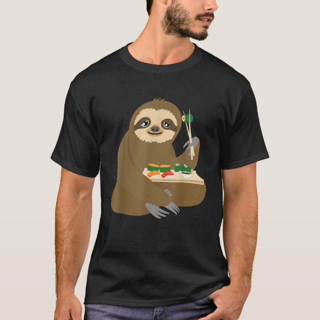 T-shirt Cool Sloth Manger Sushi Drôle Amateur de nourritur (Devant)