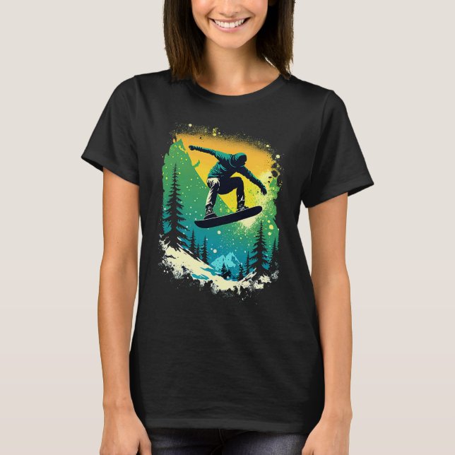 T-shirt Cool Snowboarder Snowboarding Mountains Ski Men's  (Devant)