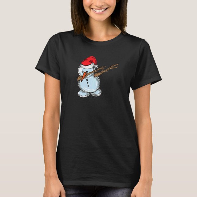 T-shirt Cool Snowman Dab Dabbing Dancing Christmas Xmas Pa (Devant)