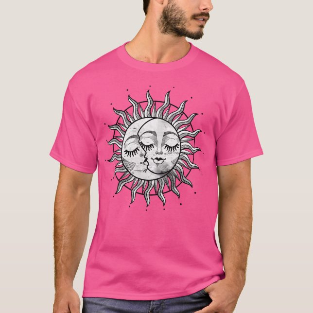 T-shirt Cool Soleil Céleste Et Crescent Lune Astronomie As (Devant)