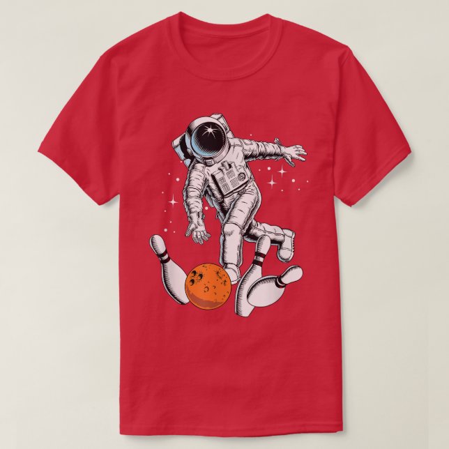 T-shirt Cool Space Astronaut Playing Bowling Graphic Desig (Design devant)