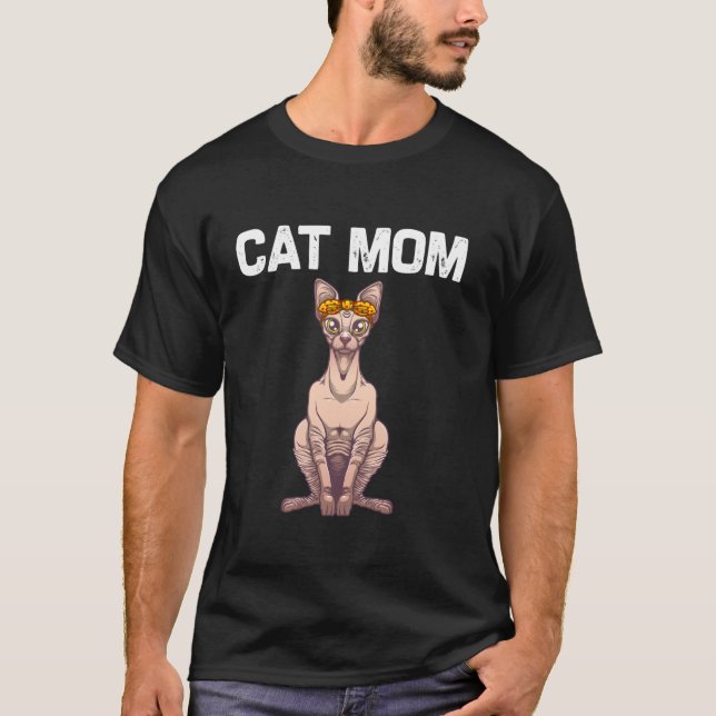 T-shirt Cool Sphynx Pour Maman Mère Sans Cheveux Amoureux  (Devant)