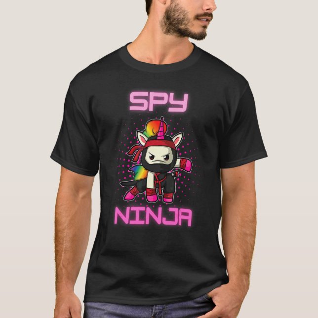 T-shirt Cool Spy Gaming Ninja Gamer Unicorn Ninja Boy Girl (Devant)