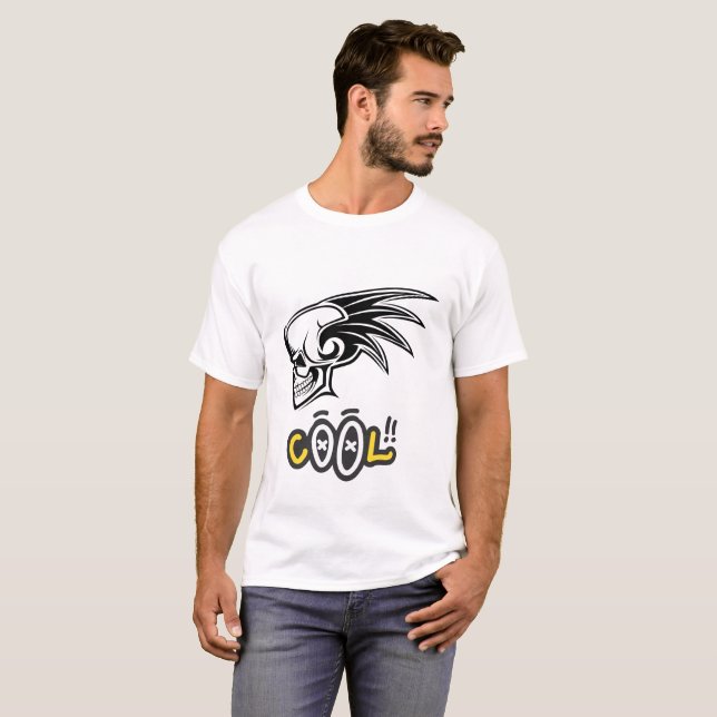 T-shirt COOL Squelette Noir Jaune (Devant entier)