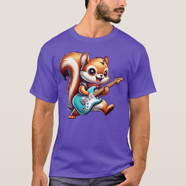 T-shirt Cool Squirrel Guitarist Rock Band boy (Devant)