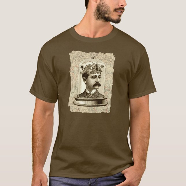 T-shirt Cool Steampunk bougie cerveau, tête en pot (Devant)