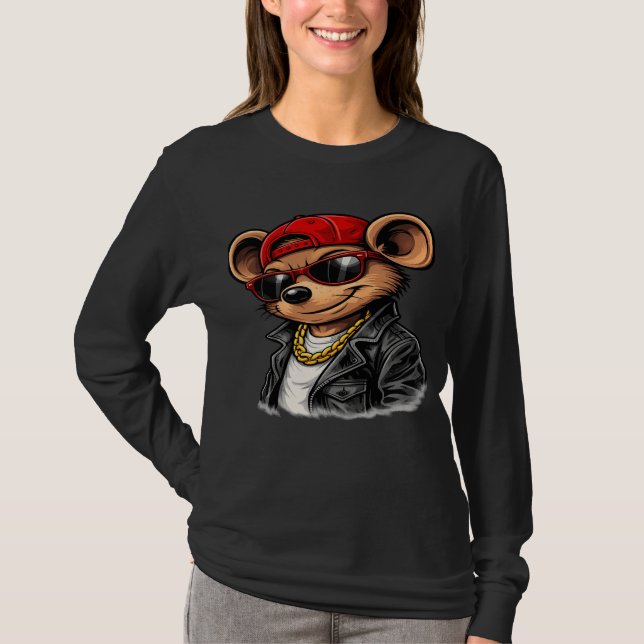 T-shirt Cool Street Mouse Women's Long Sleeve Shirt  (Devant)