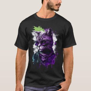 T-shirt Cool subtile Aexuel Pride Chat Art Ace Pride Chat