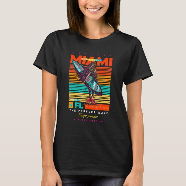 T-shirt Cool Summer Miami FL. Adventure Illustration Outfi (Devant)