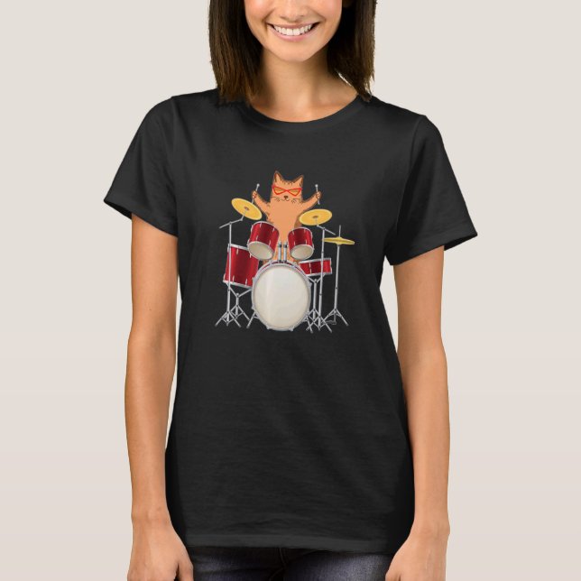 T-shirt Cool Super Hippy Kitty Chat Jouant Son Ensemble De (Devant)
