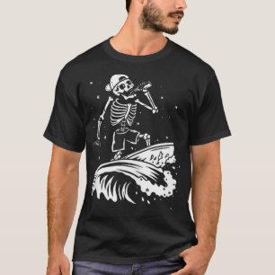 T-shirt Cool Surf Skeleton Surfer Plage de nage Waves W