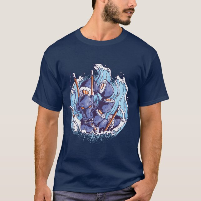T-shirt Cool SUSHI Dragon Graphics Japonais Food Manga (Devant)