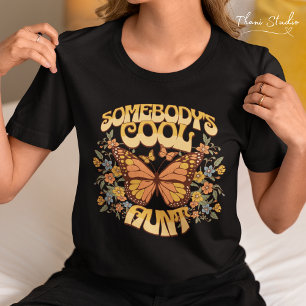 T-shirt Cool Tante Papillon Fleur sauvage Vintage Rétro