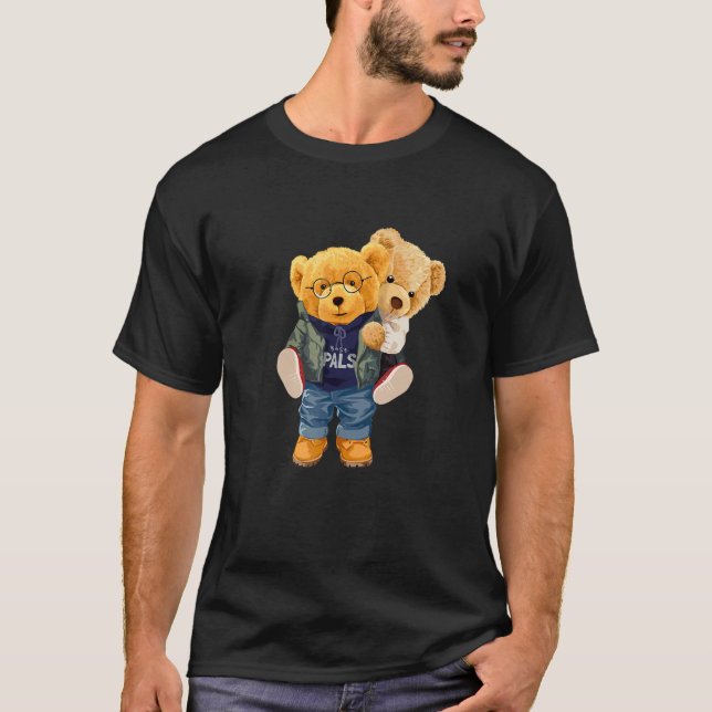 T-shirt Cool Teddy Bear Boys Best Friends Style Illustrati (Devant)