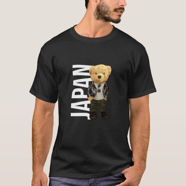 T-shirt Cool Teddy Bear in Japan Style Illustration Graphi (Devant)