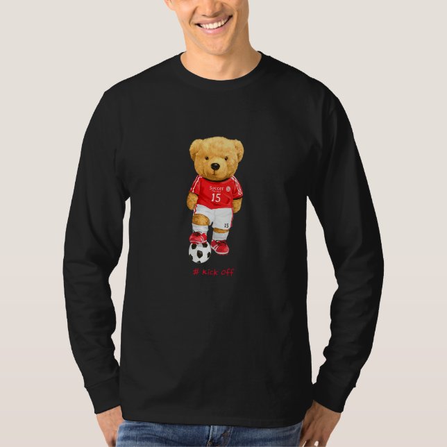 T-shirt Cool Teddy Bear Soccer Kick Off Style Illustration (Devant)
