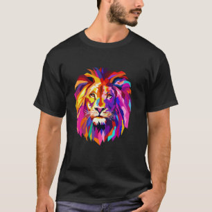 T-shirt Cool Tête de Lion avec coloré brillant
