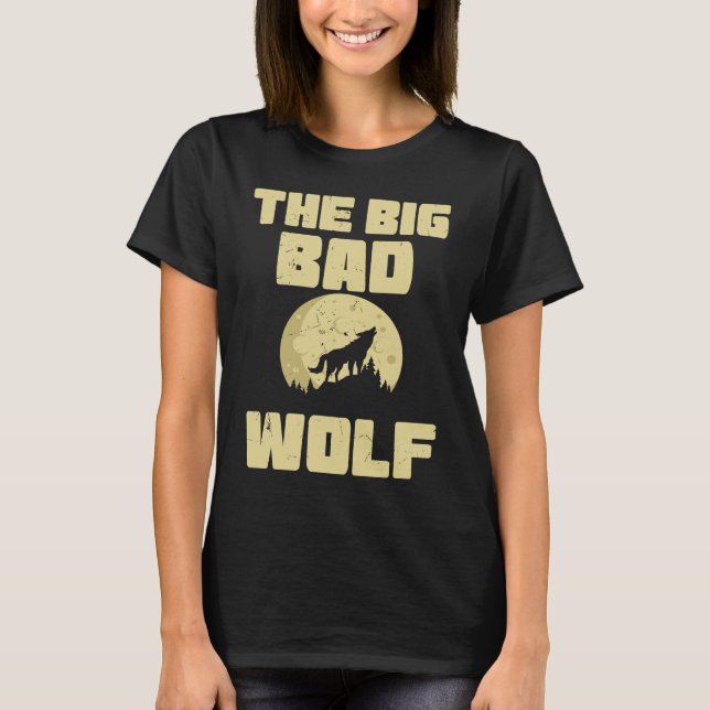 T-shirt Cool The Big Wolf Howling Moon Fairy Tale Readers (Devant)