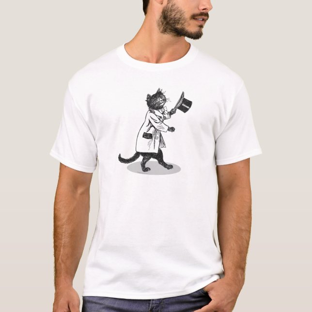 T-shirt cool Top Hat Chat Art Vintage (Devant)