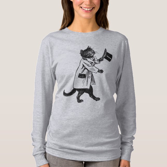 T-shirt cool Top Hat Chat Art Vintage (Devant)