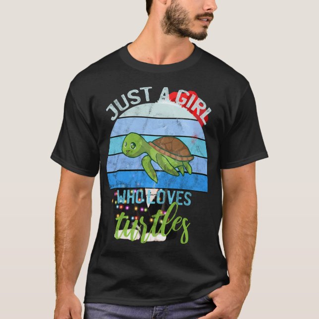 T-shirt Cool Tortue De Mer Don Juste Une Fille Qui Aime (Devant)