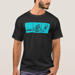 T-shirt Cool Triathlon Art Hommes Femmes Nage Vintage Vélo