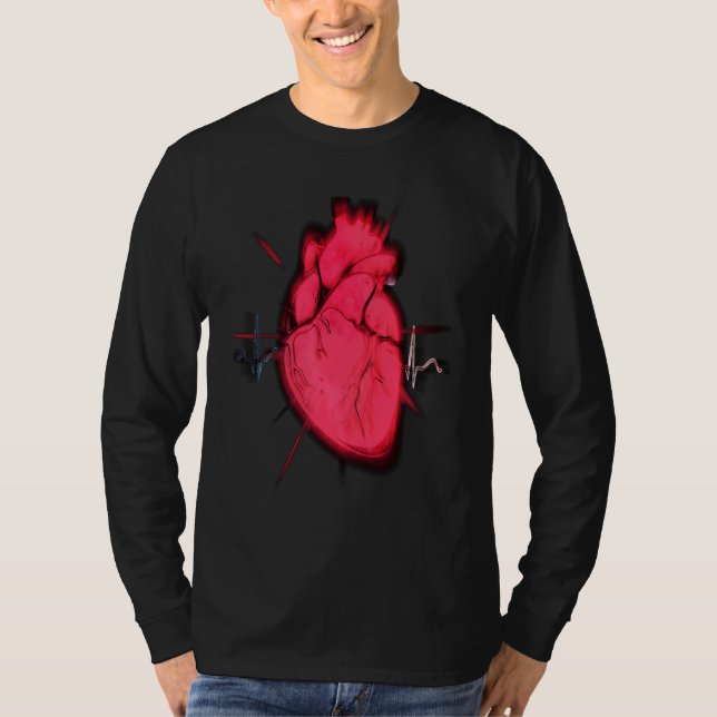 T-shirt Cool Trippy Anatomical Heart for Doctors & Synthwa (Devant)