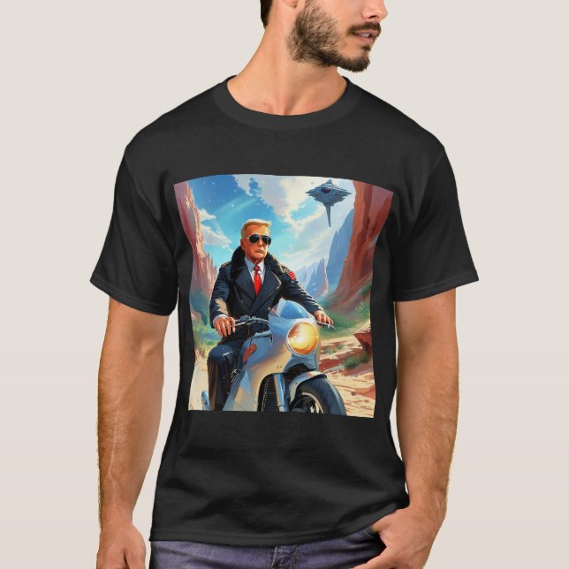 T-shirt cool Trump Motorcycle Alien Planète spatiale MAGA (Devant)