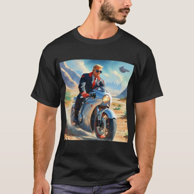 T-shirt cool Trump Motorcycle Alien Planète spatiale MAGA (Devant)