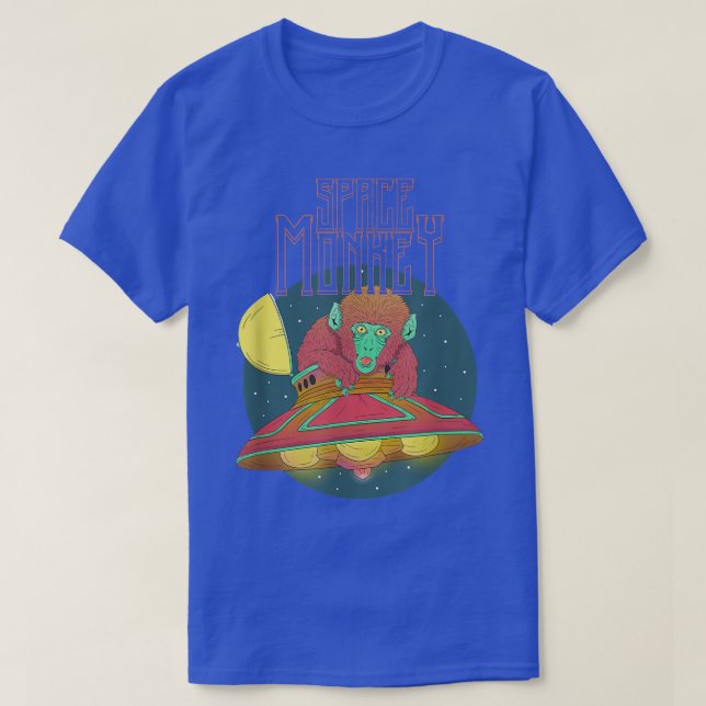 T-shirt Cool UFO Alien Monkey Espace externe (Design devant)
