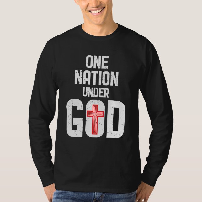 T-shirt Cool Une Nation Sous Dieu Religion Croix Rouge Act (Devant)