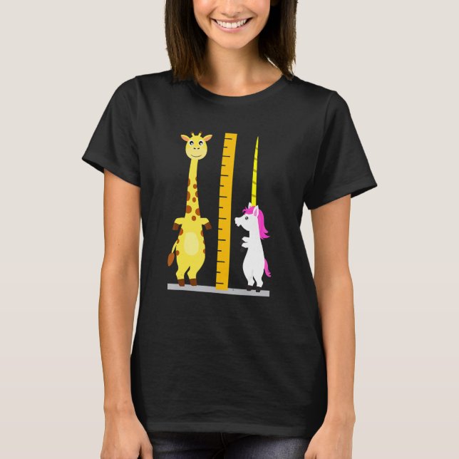 T-shirt Cool Unicorn Giraffe Stick de mesure animal (Devant)