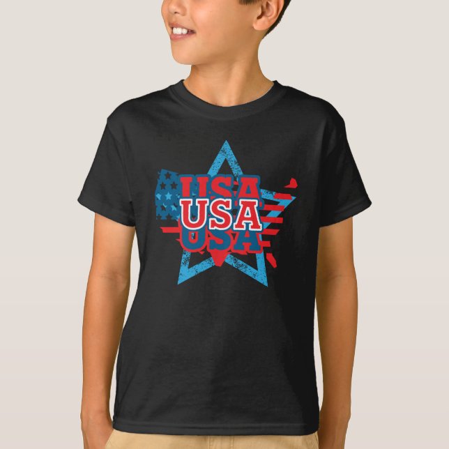 T-shirt Cool USA Drapeau Couleur étoile - LOVE USA (Devant)
