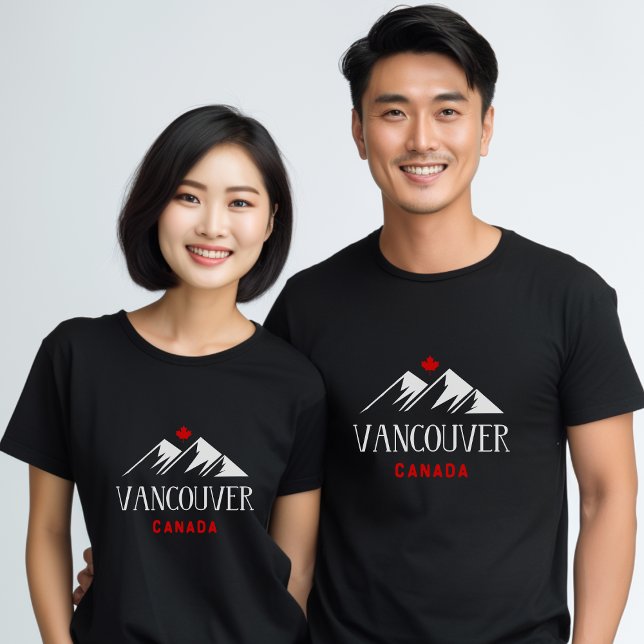 T-shirt Cool Vancouver Canada Mountains Maple Leaf Dark (Créateur téléchargé)