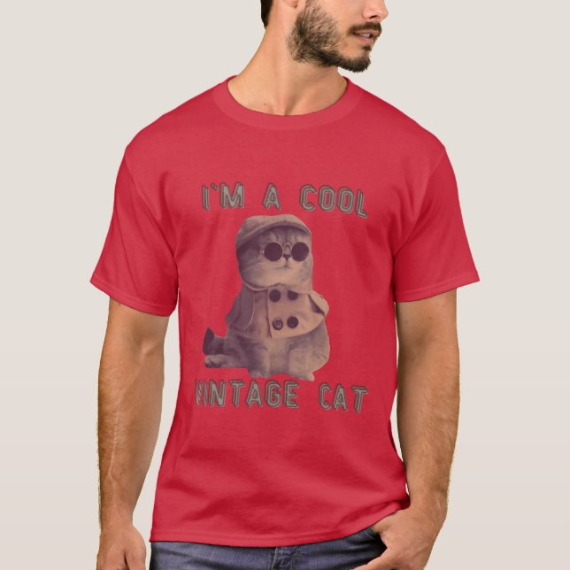 T-shirt Cool vintage Chat Retro Funny Chat (Devant)