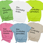 T-shirt Cool Vintage du groupe de correspondance d'anniver<br><div class="desc">Présentez notre T-Shirt Cool Vintage personnalisé Birthday Party Matching Group, conçu pour rendre votre célébration d'anniversaire inoubliable. Parfaits pour les photos de groupe d'anniversaire ou comme une faveur unique de fête, ces chemises sont une façon élégante de commémorer l'occasion. Conçues avec soin, ces chemises présentent du texte personnalisé pour mettre...</div>