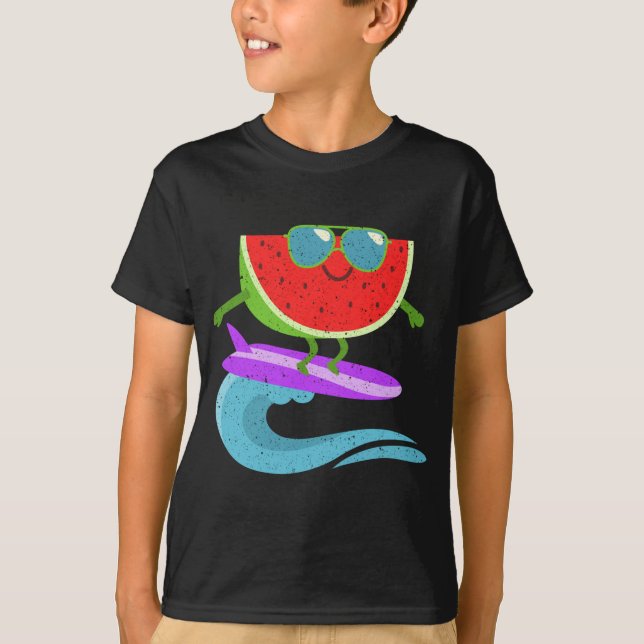 T-shirt Cool Watermelon Surf Board Funky Summer Fruit Vint (Devant)