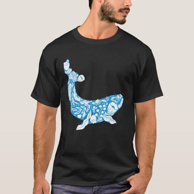 T-shirt Cool Whale Made Of Nature Elements Ocean (Devant)