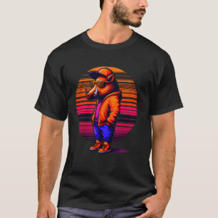 T-shirt Cool Wild Boar Moderne Style urbain Sunset Art Rét