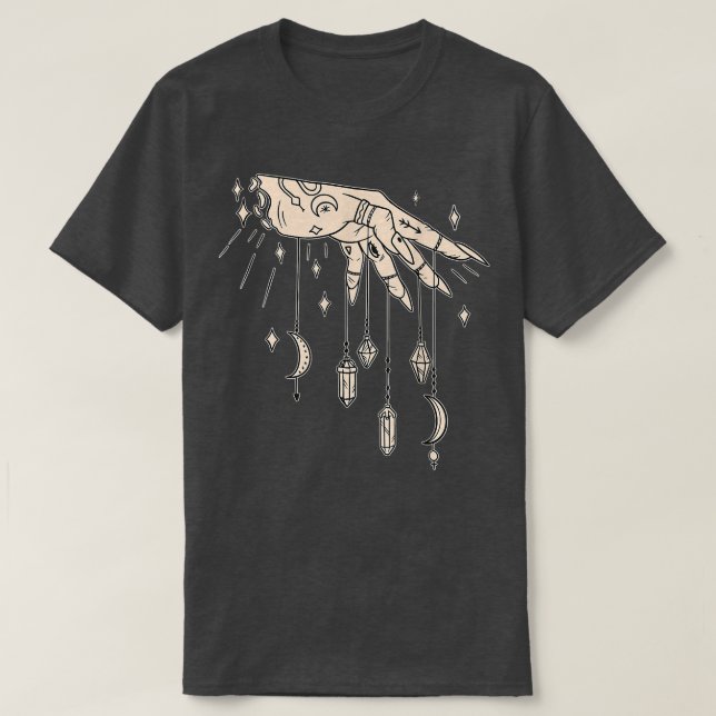 T-shirt Cool Witches Design Of A Tattooed Hand With Crysta (Design devant)