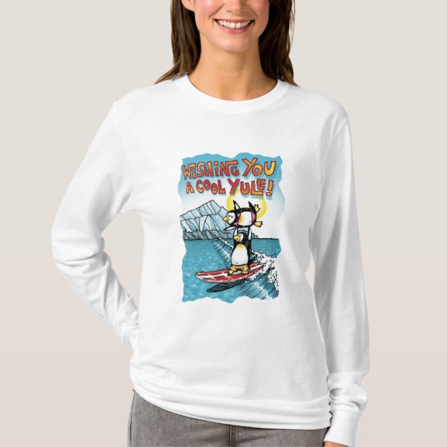 T-shirt Cool Yule Tandem Surf Penguins Hawaiiens (Devant)